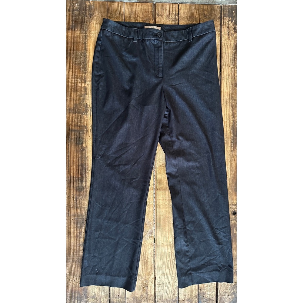 Chico's Black Straight Leg Trousers Regular Size 1 Stretch Dress Pants Office